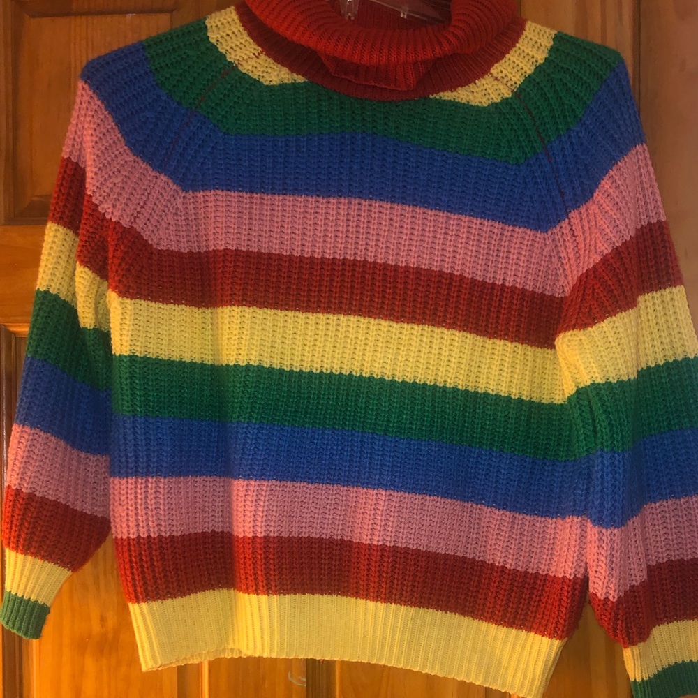 Rainbow turtleneck sweater